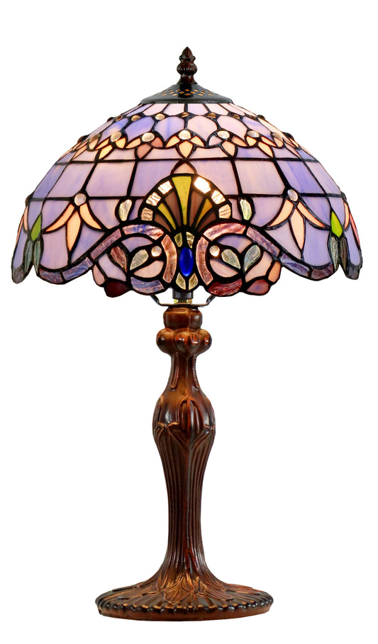 12" Blue Victorian Style Tiffany Bedside Lamp