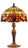 12" Beige Victorian Style Tiffany Bedside Lamp