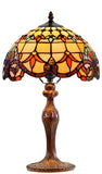 12" Beige Victorian Style Tiffany Bedside Lamp