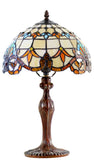 12" Beige Victorian Style Tiffany Bedside Lamp