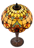 12" Beige Victorian Style Tiffany Bedside Lamp