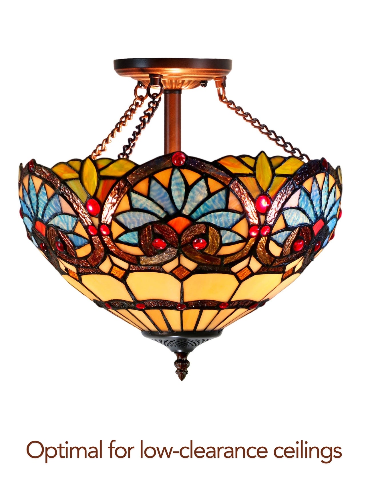 14" Boheme style Tiffany  Uplighter Ceiling Light *Perfect for low ceilings