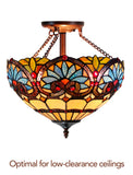 14" Boheme style Tiffany  Uplighter Ceiling Light *Perfect for low ceilings