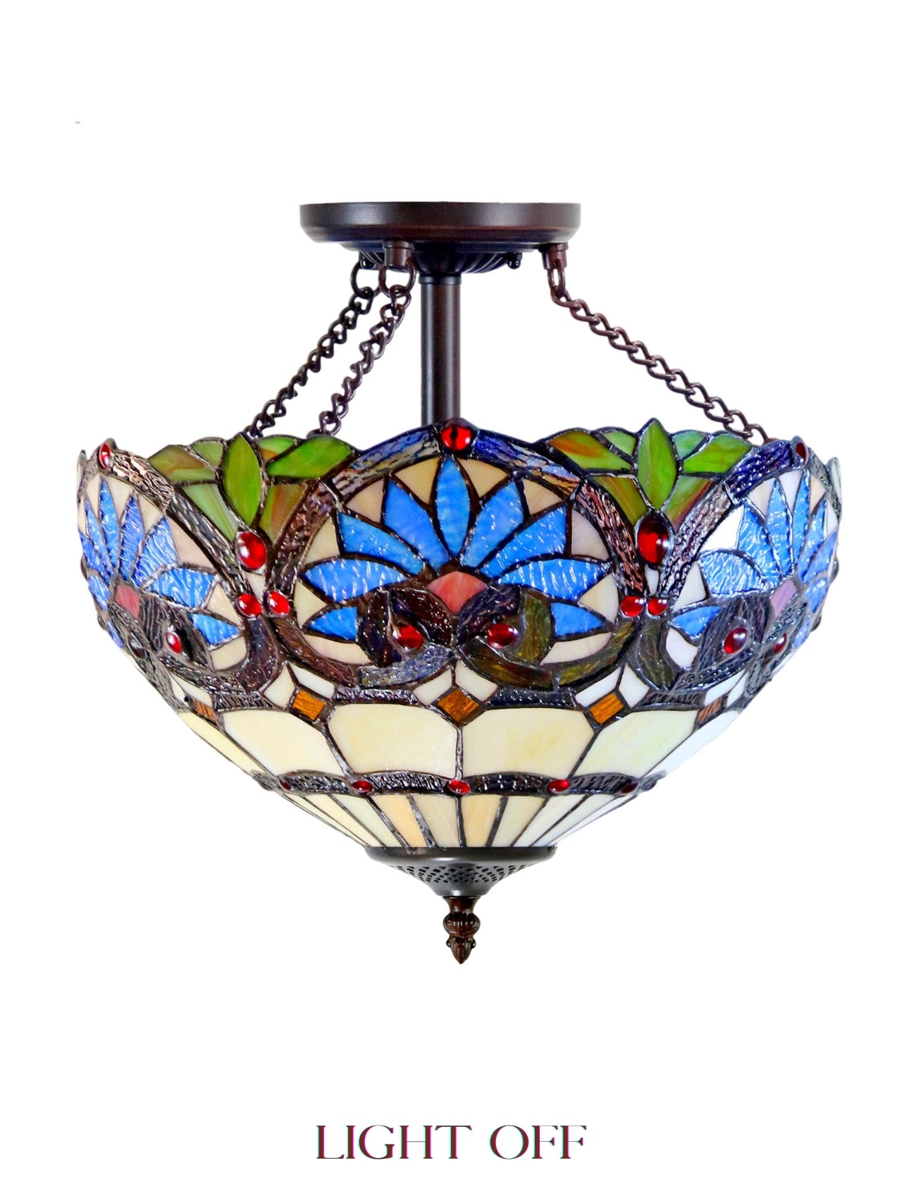 14" Boheme style Tiffany  Uplighter Ceiling Light *Perfect for low ceilings