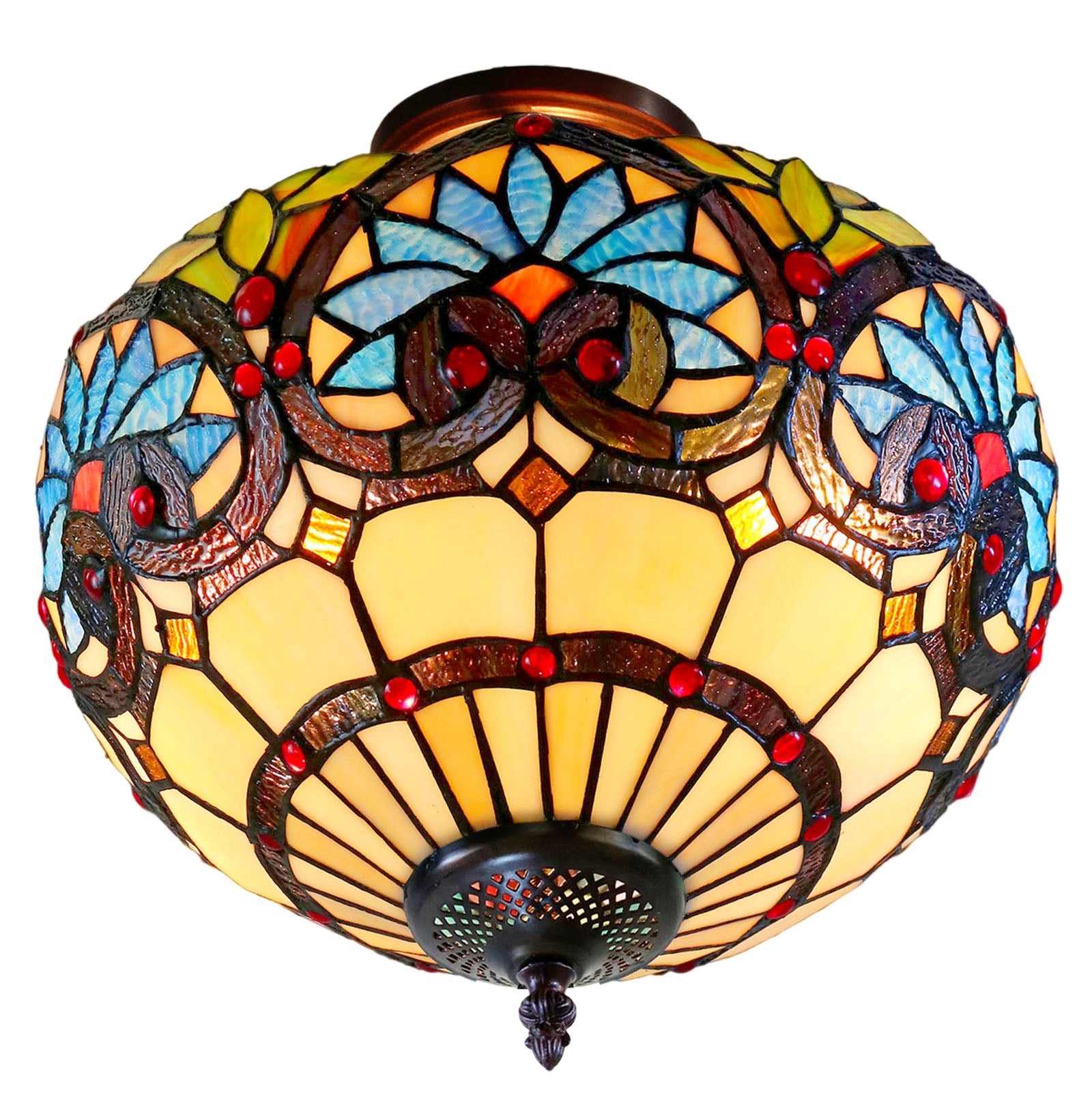 14" Boheme style Tiffany  Uplighter Ceiling Light *Perfect for low ceilings