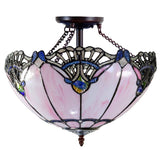 Large 16" Pink Rococo Style Tiffany  Uplighter Ceiling Light *Perfect for low ceilings