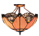 Large 16" Pink Rococo Style Tiffany  Uplighter Ceiling Light *Perfect for low ceilings