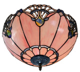 Large 16" Pink Rococo Style Tiffany  Uplighter Ceiling Light *Perfect for low ceilings