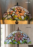 Large 16" Oriental Lily Style Stained Glass Leadlight Tiffany  Table Lamp