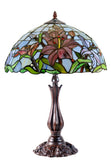 Large 16" Oriental Lily  Style Stained Glass Leadlight Tiffany  Table Lamp
