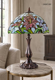 Large 16" Oriental Lily Style Stained Glass Leadlight Tiffany  Table Lamp