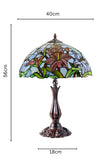 Large 16" Oriental Lily Style Stained Glass Leadlight Tiffany  Table Lamp