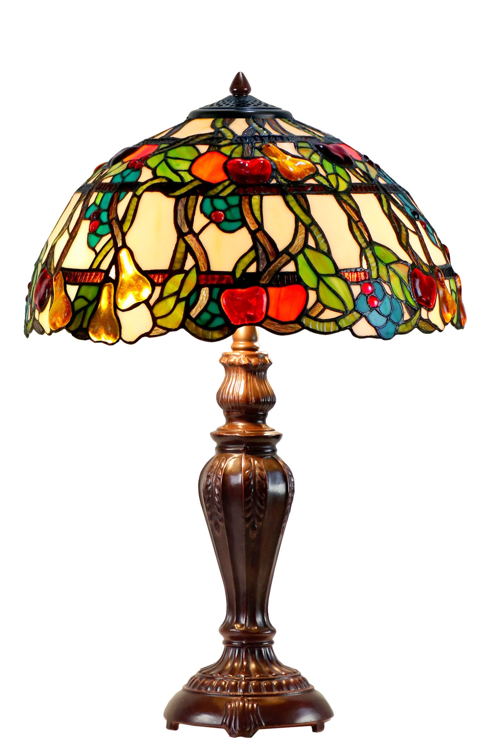 Timeless Collection@16" Rip Fruit Grape Vine Harvest Tiffany Table Lamp