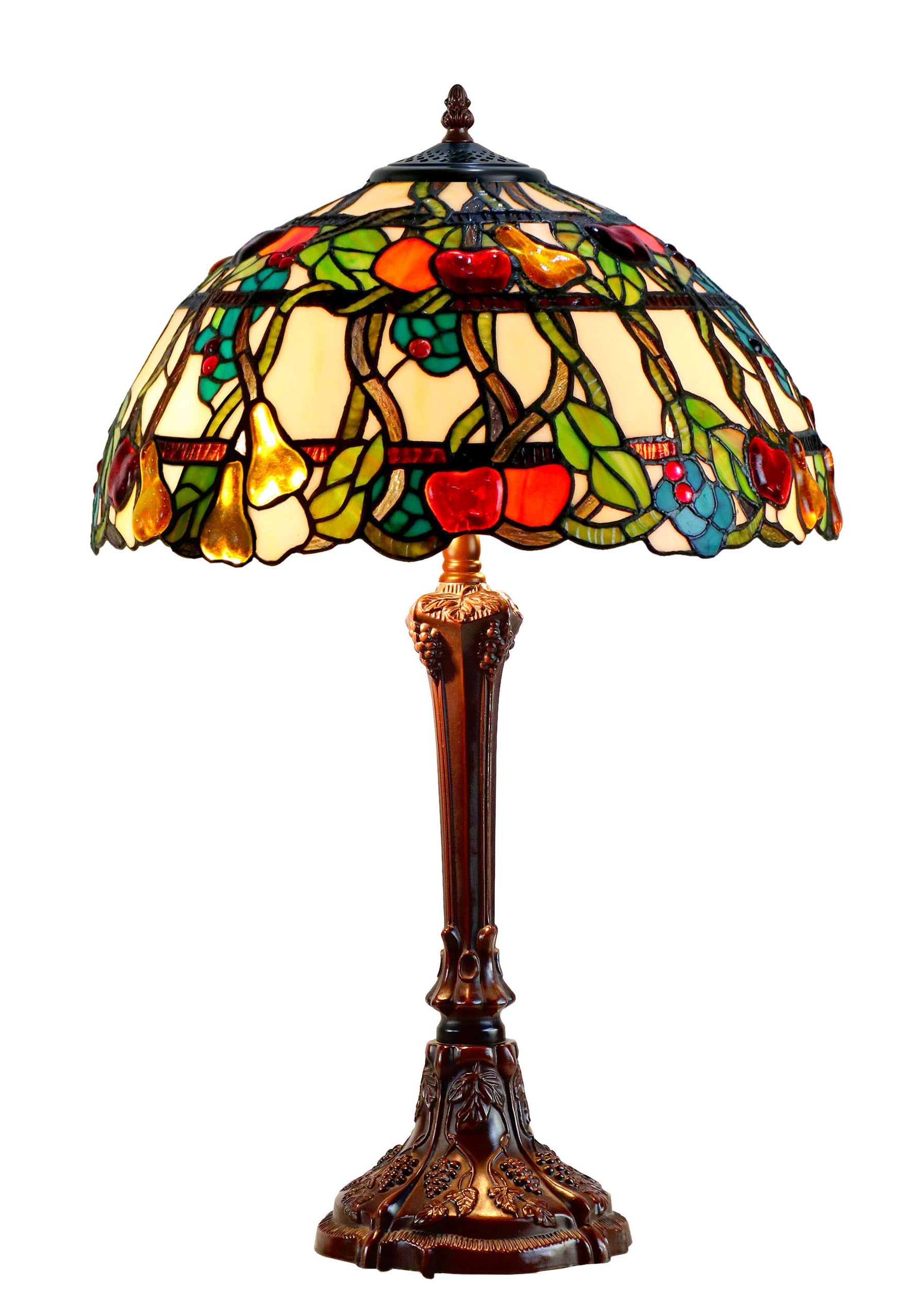 Timeless Collection@16" Fruit Grape Vine Harvest Tiffany Table Lamp with Decor base