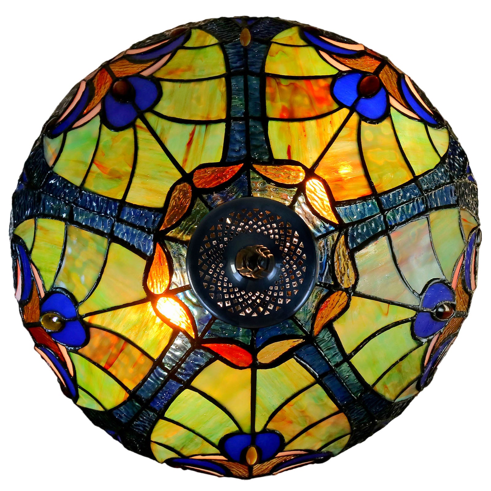 Limited Edition 16" Large Amor Multicolor Victorian-Style Double-Light Tiffany Table Lamp