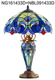 Limited Edition 16" Large Amor Blue Victorian-Style Double-Light Tiffany Table Lamp