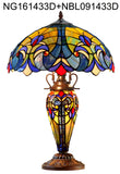 Limited Edition 16" Large Amor Blue Victorian-Style Double-Light Tiffany Table Lamp