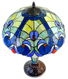 Limited Edition 16" Large Amor Blue Victorian-Style Double-Light Tiffany Table Lamp