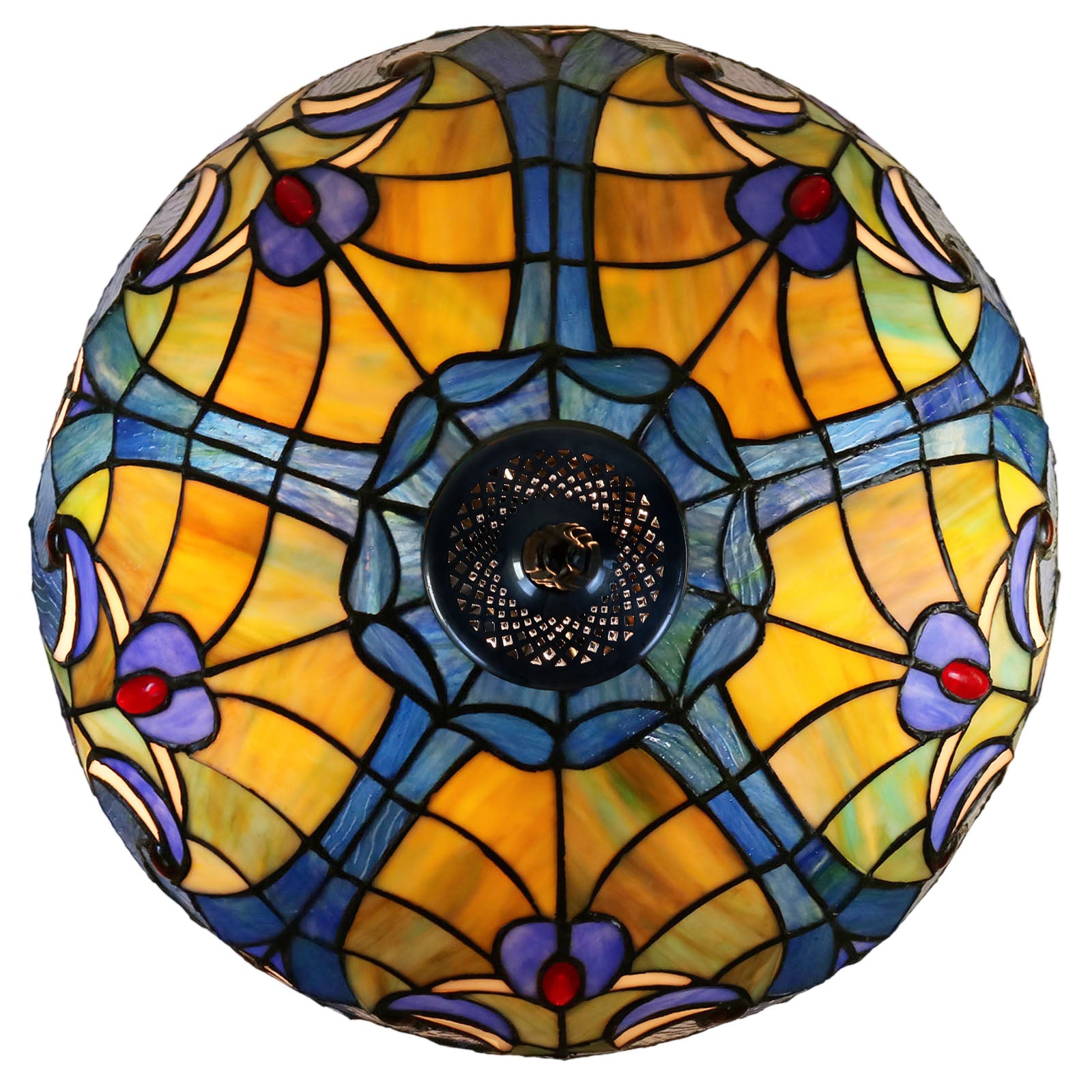 Limited Edition 16" Large Amor Blue Victorian-Style Double-Light Tiffany Table Lamp