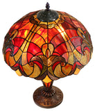 Limited Edition 16" Large Amor Red Victorian-Style Double-Light Tiffany Table Lamp.