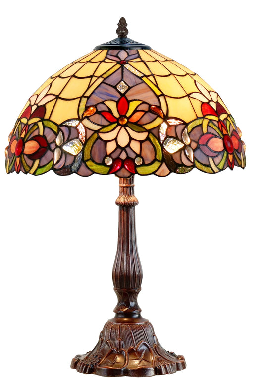 Large 16" Victorian Style Stained Glass Tiffany Table Lamp