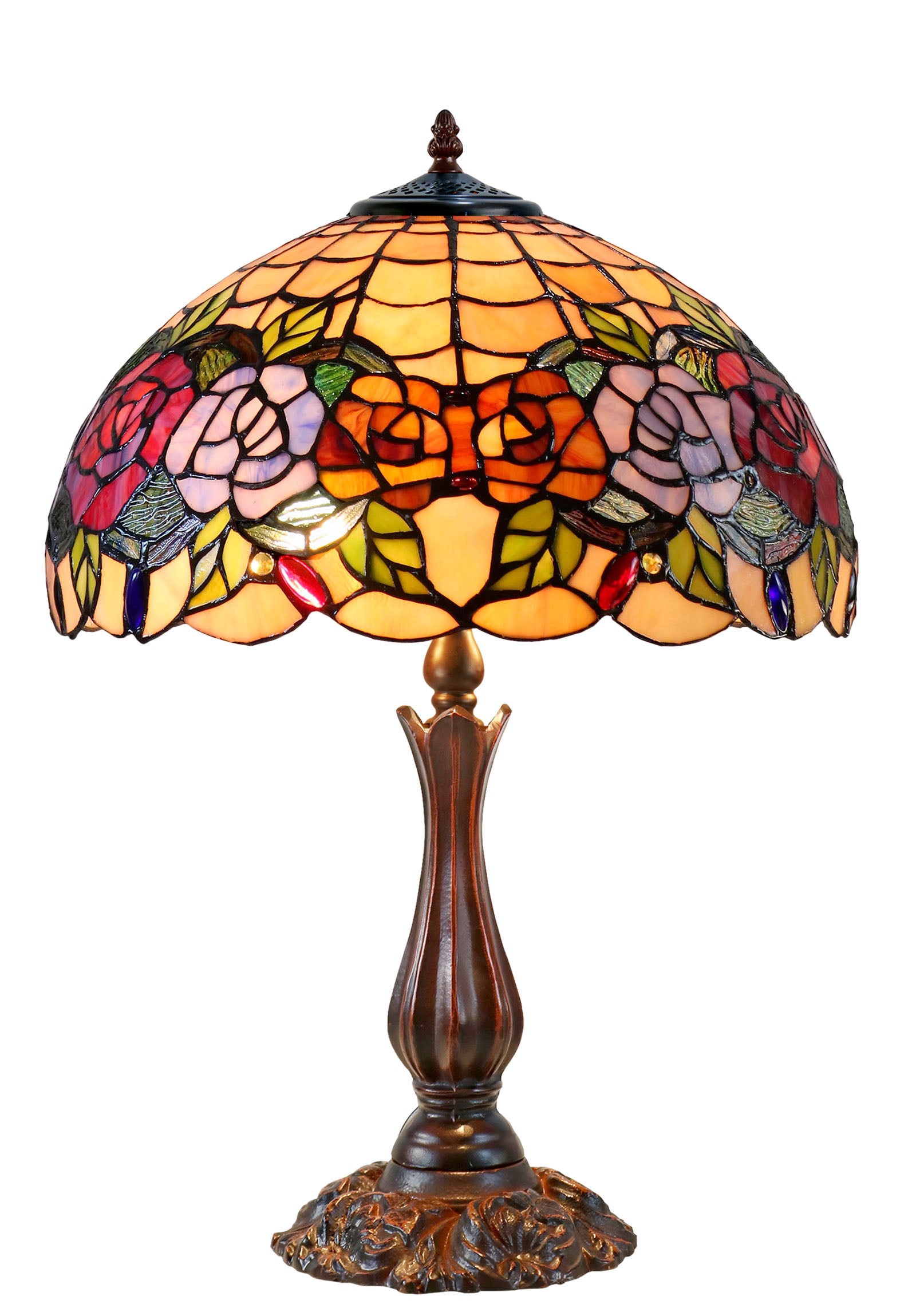 16" Large Blossoming Rose Tiffany Table Lamp