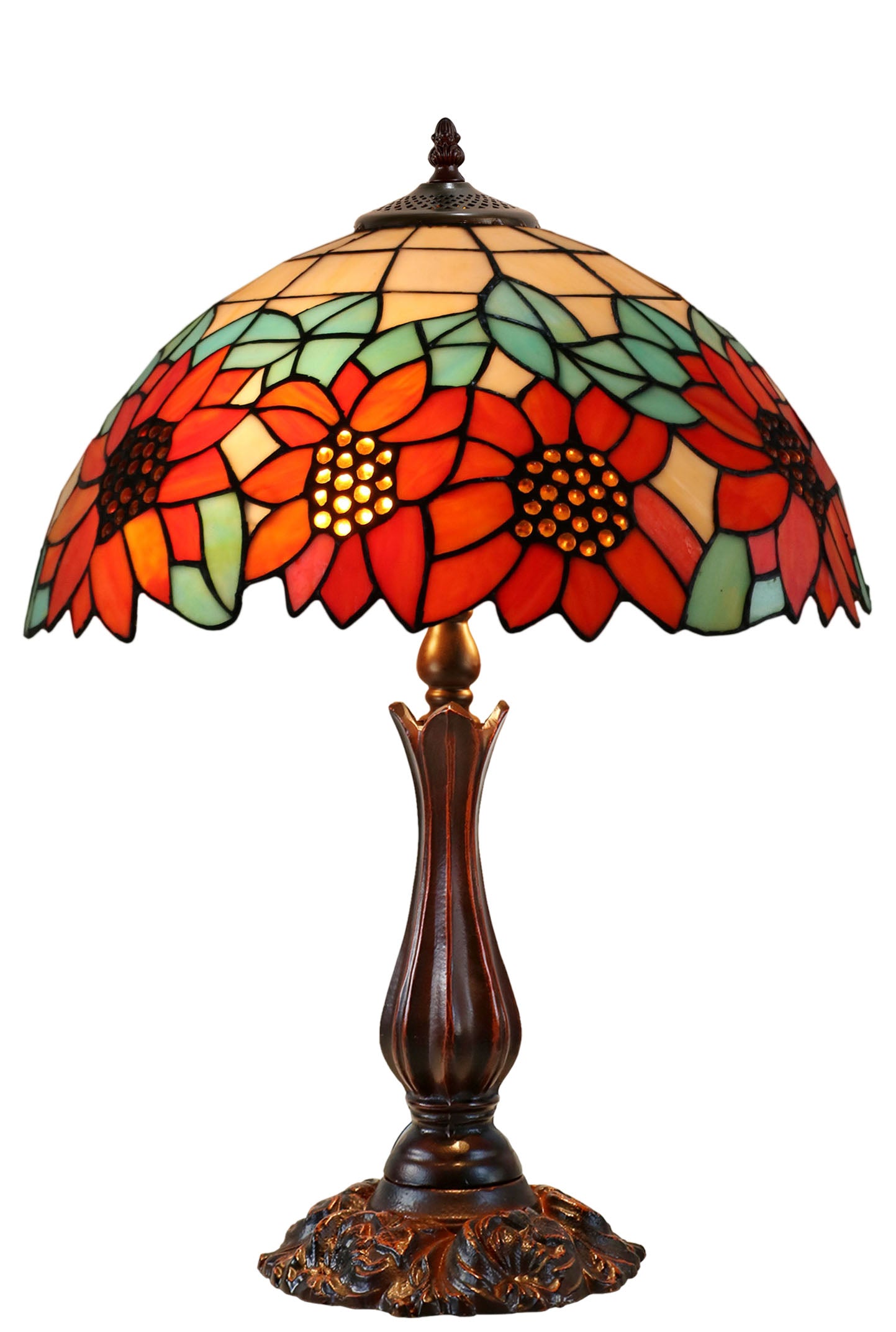 Large 16" Large Sunflower Style Tiffany Table Lamp