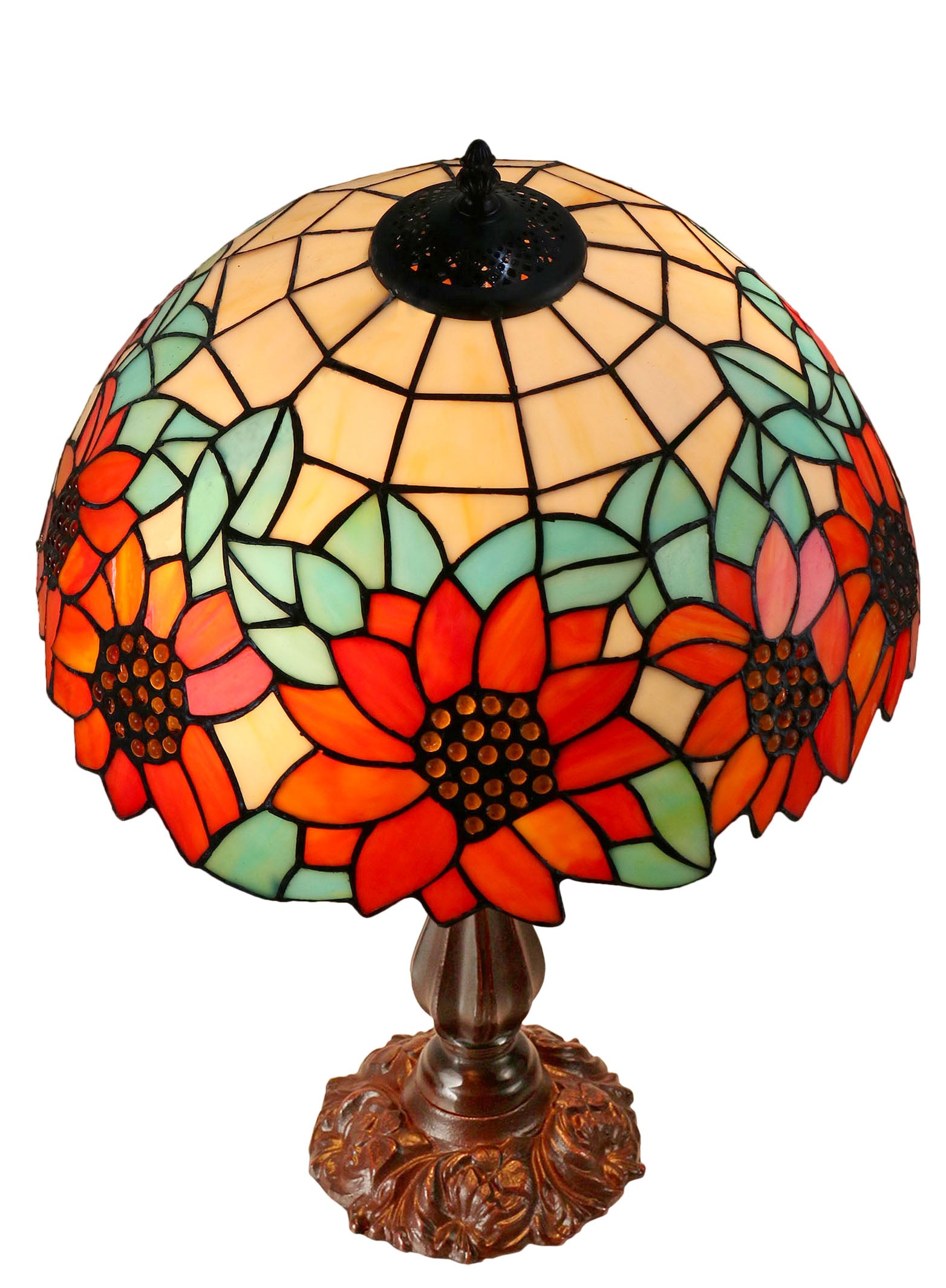 Large 16" Large Sunflower Style Tiffany Table Lamp