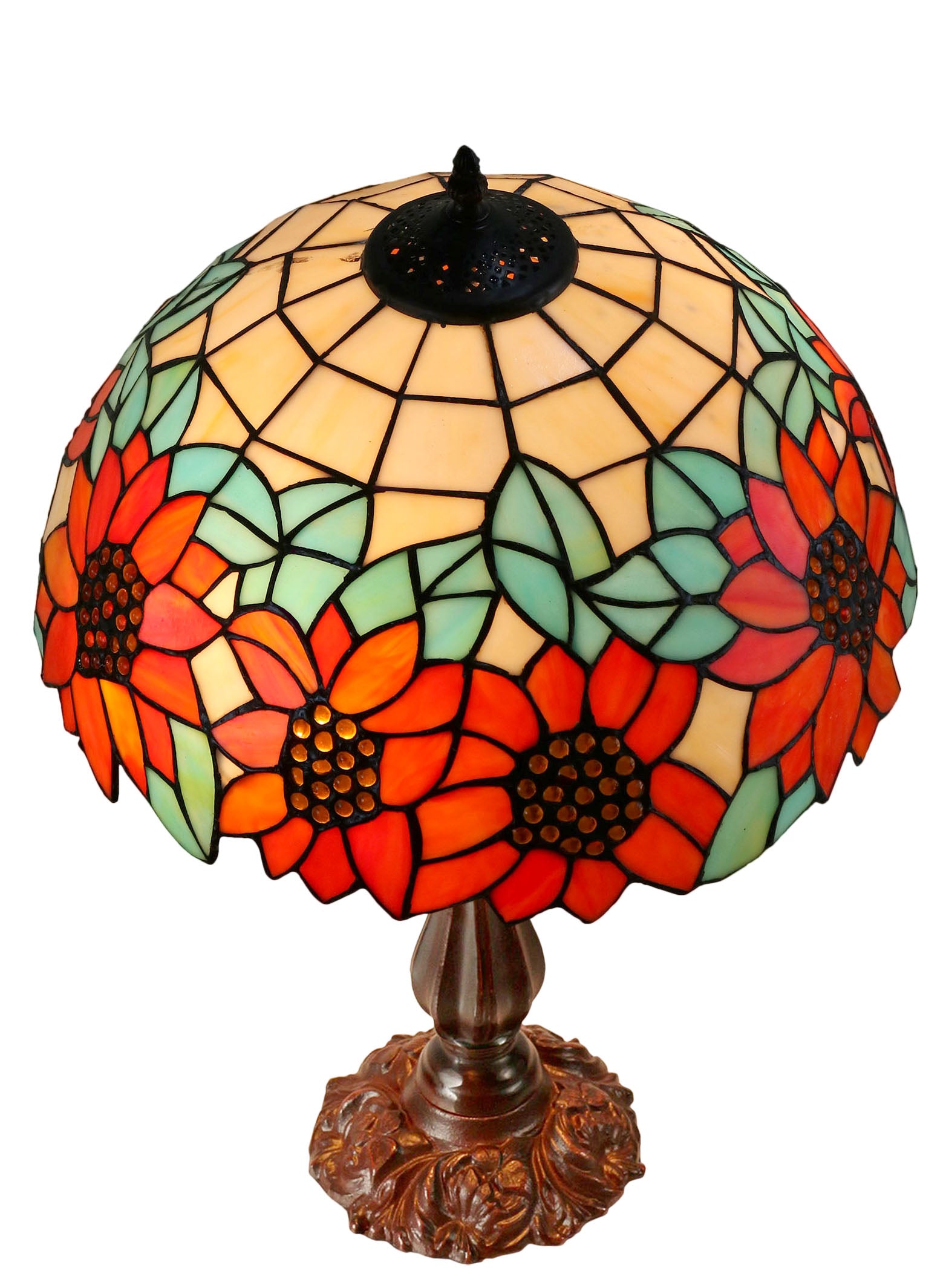 Large 16" Large Sunflower Style Tiffany Table Lamp