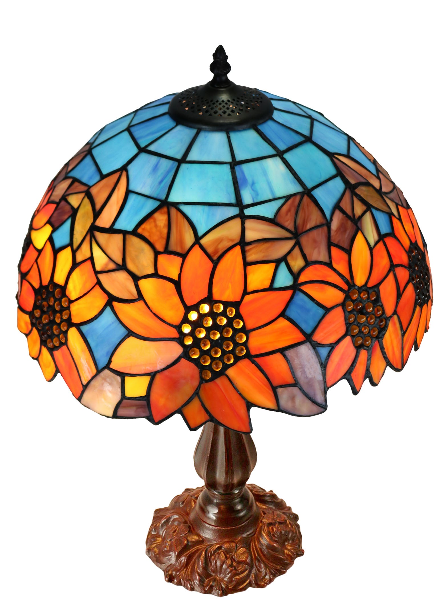 16" Large Sunflower Under the Blue sky Tiffany Table Lamp