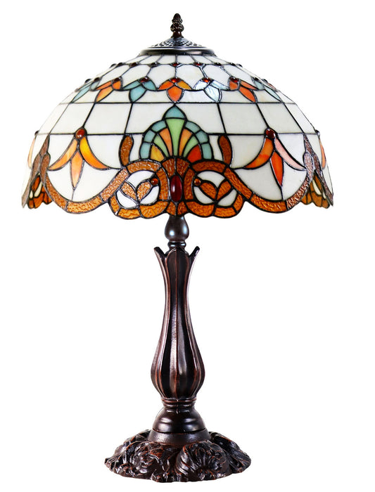 16" Large Beige Baroque Style Tiffany Table Lamp