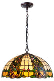 Large 18"  Leaf Ribbon Style  Stained Glass Leadlight Tiffany Pendant Light