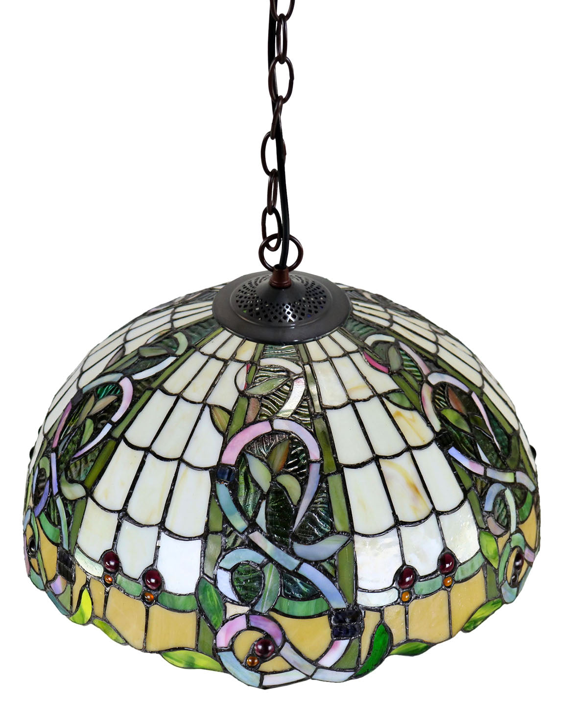 Large 18"  Leaf Ribbon Style  Stained Glass Leadlight Tiffany Pendant Light