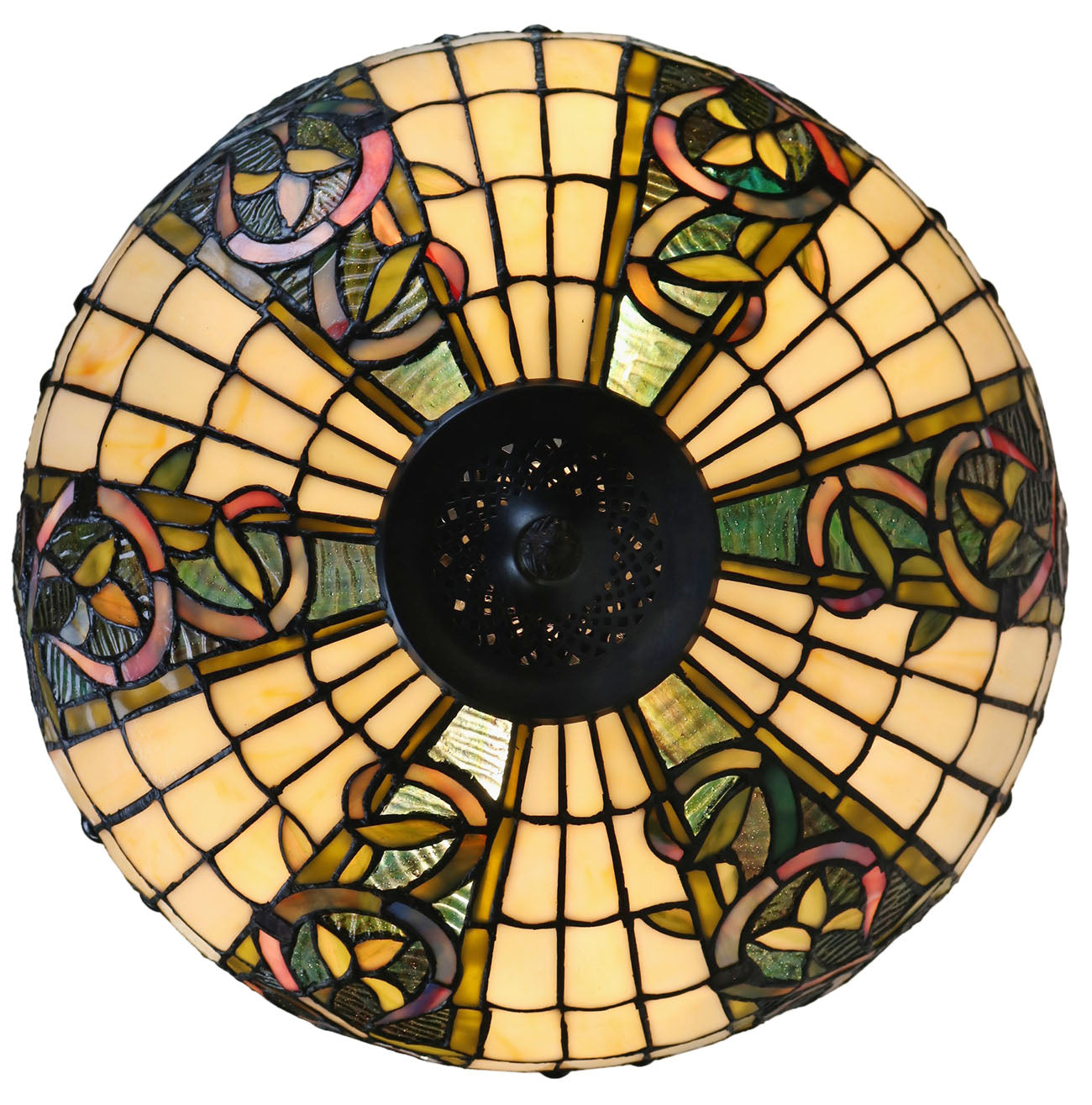 Large 18"  Leaf Ribbon Style  Stained Glass Leadlight Tiffany Pendant Light