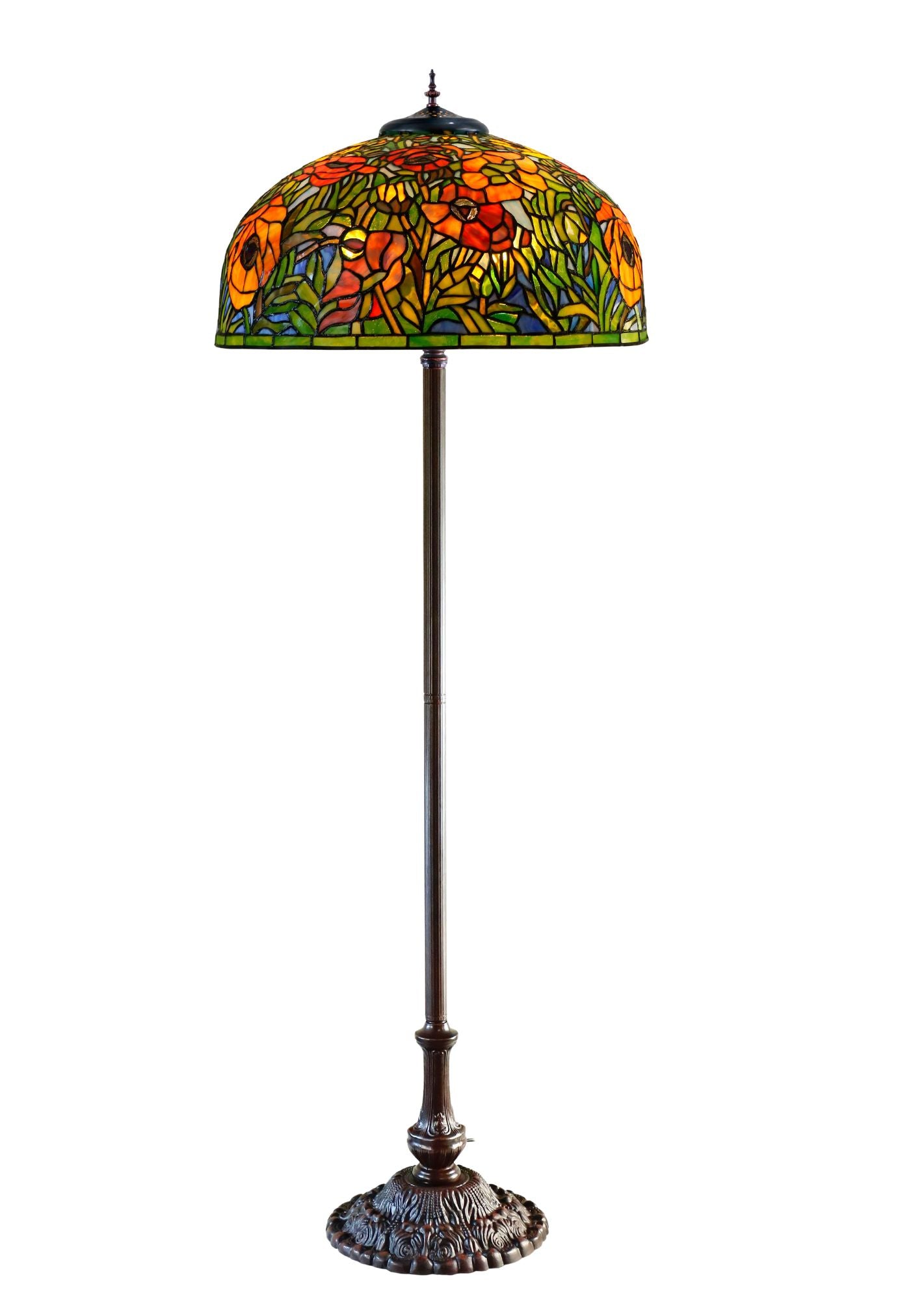 Limited Edition Grand 20" The Iconic Oriental Poppy Stained Glass Floor Lamp