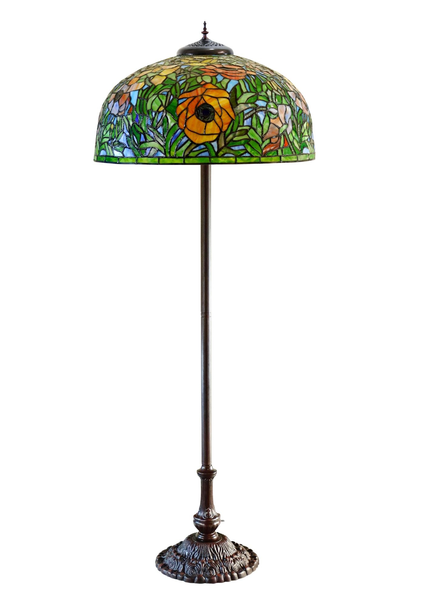 Limited Edition Grand 20" The Iconic Oriental Poppy Stained Glass Floor Lamp