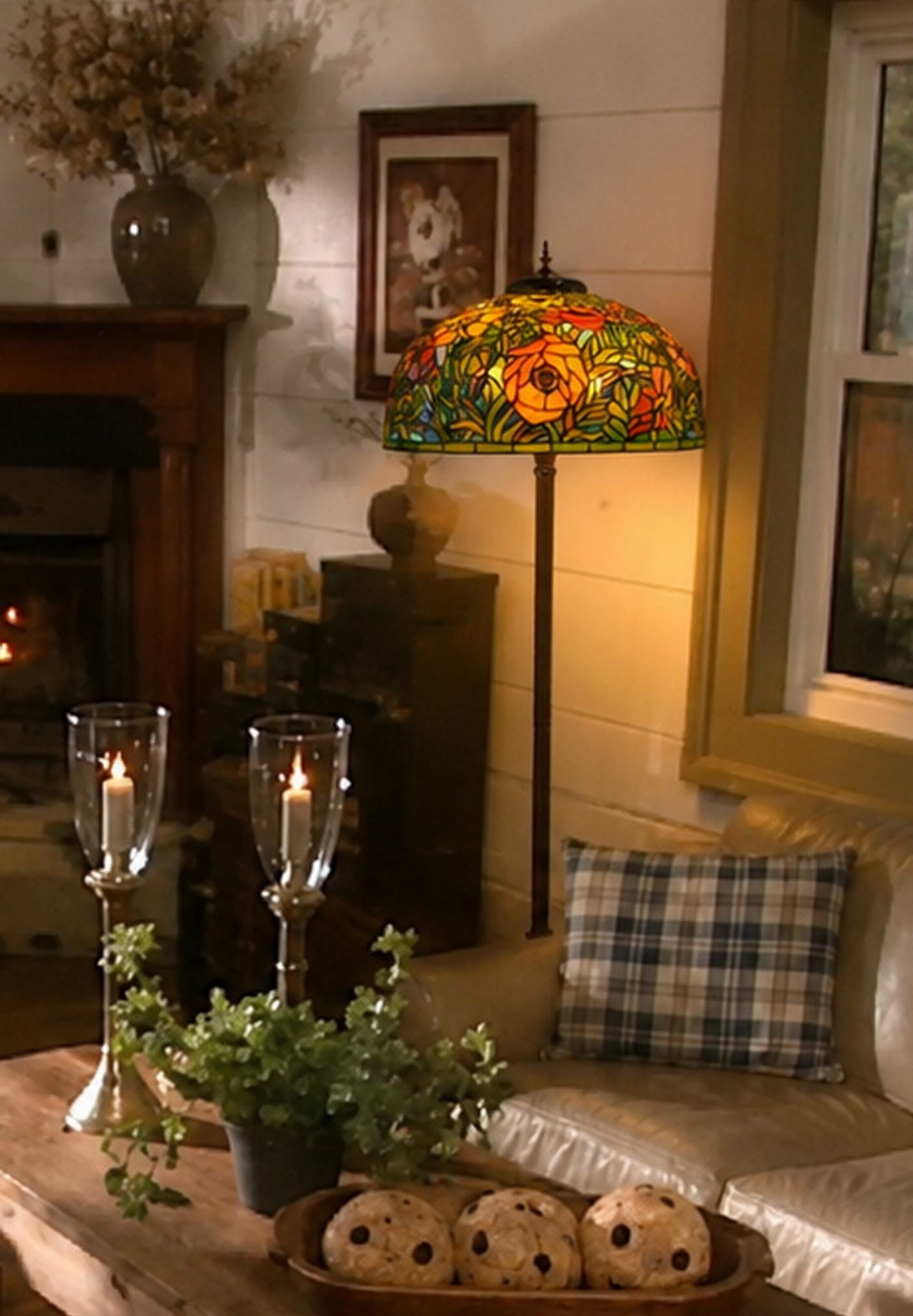 Limited Edition Grand 20" The Iconic Oriental Poppy Stained Glass Floor Lamp