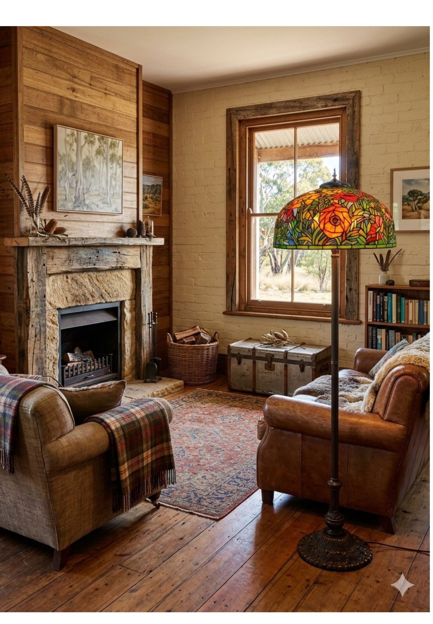 Limited Edition Grand 20" The Iconic Oriental Poppy Stained Glass Floor Lamp