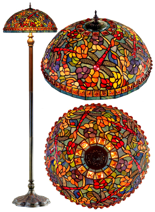 Limited Edition Grand 20"  Autumn Dragonfly Tiffany Floor Lamp