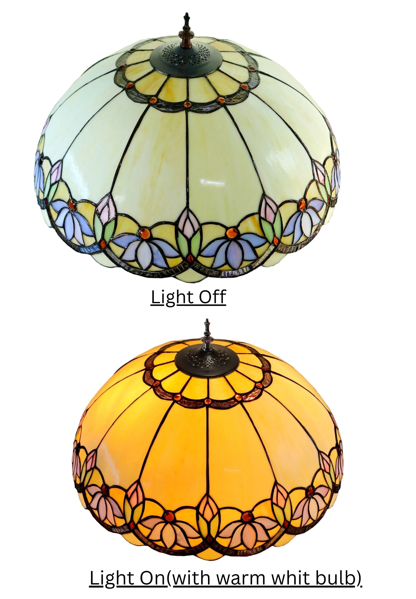 Large 20" Blue Daisy Floral Tiffany Floor Lamp