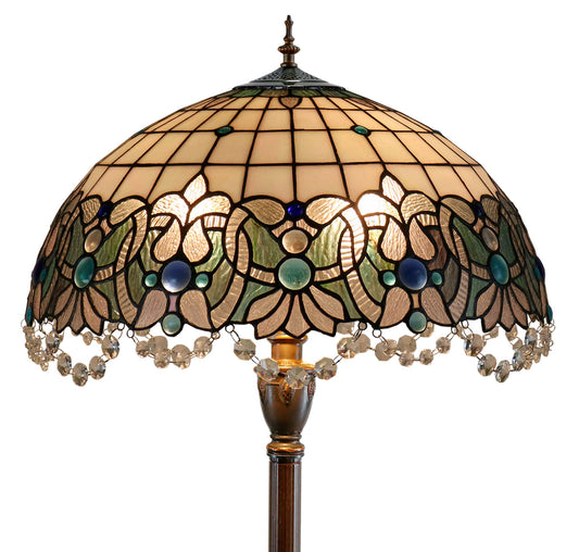 Art Nouveau Huge 20" Ocean Blue Jewels Tiffany Floor Lamp