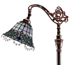 Ocean Blue Jewels Leadlight Stained Glass Bridge Arm Tiffany  Floor Lamp