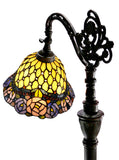 Jeweled Rose Leadlight Stained Glass Bridge Arm Tiffany  Floor Lamp