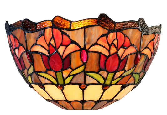Red Colonial Tulip Style Tiffany Wall Sconces