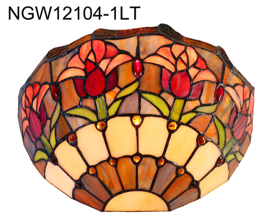 Red Colonial Tulip Style Tiffany Wall Sconces