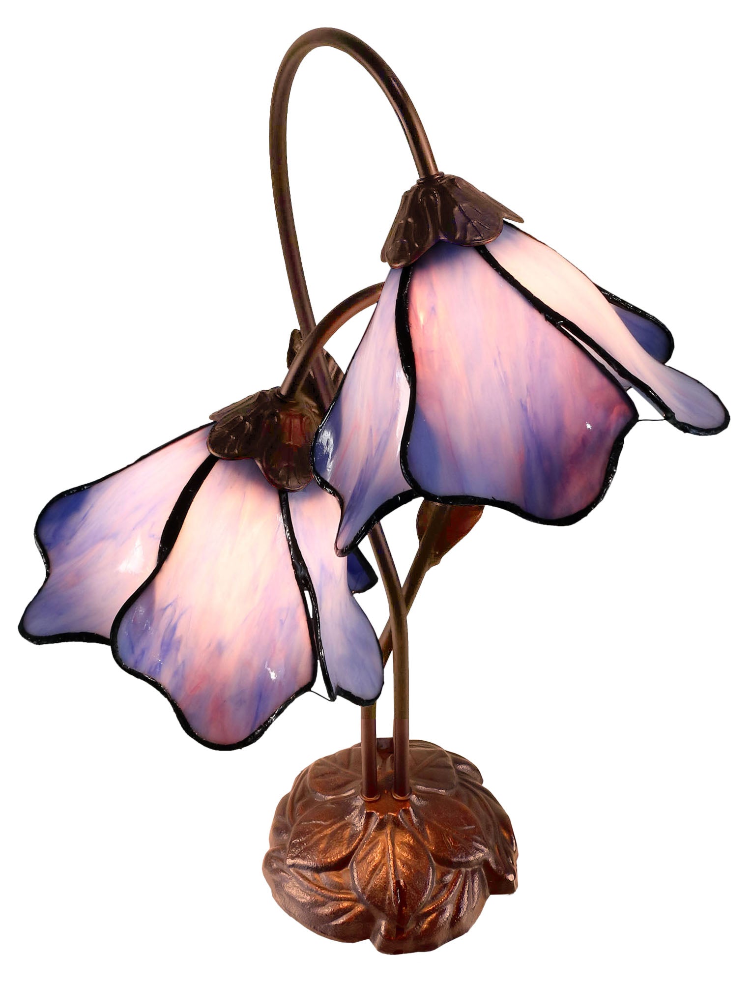 Double Lamp shade Flower  Water Lily Style Tiffany Table Lamp*Blue-Purple
