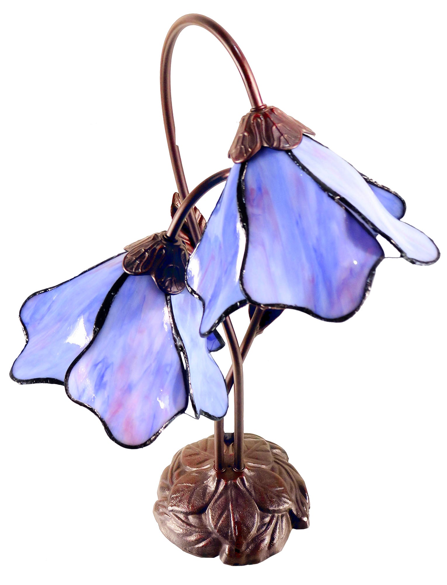 Double Lamp shade Flower  Water Lily Style Tiffany Table Lamp*Blue-Purple