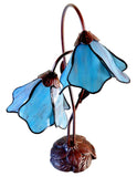 Double Lamp shade Flower  Water Lily Style Tiffany Table Lamp*Aqua Blue-Purple-Green