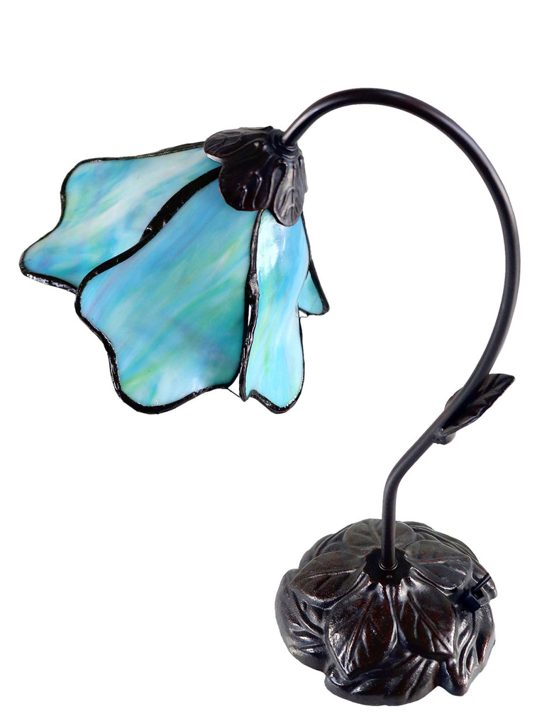 Amazing Flower  Water Lily Style Tiffany Table Lamp* Aqua Blue-Purple-Green
