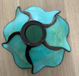 Double Lamp shade Flower  Water Lily Style Tiffany Table Lamp*Green&Aqua Blue